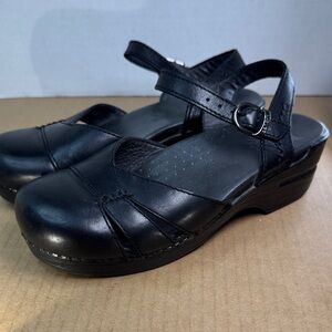 Dansko Margrete Leather Ankle Strap Mary Jane Sandal Black EU 38